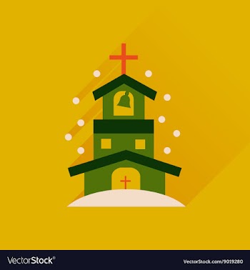 Flat icon with long shadow Catholic church vector image