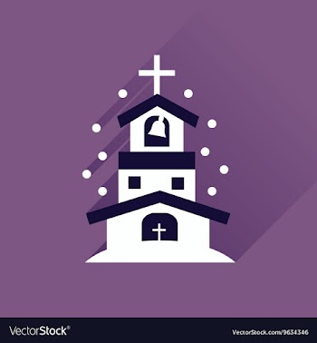 Flat icon with long shadow Catholic church vector image