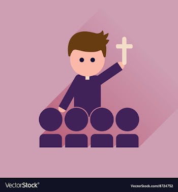 Flat icon with long shadow Catholic priest vector image