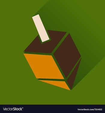 Flat icon with long shadow Chanukah dreidel vector image