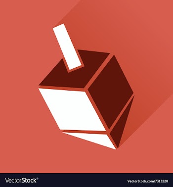 Flat icon with long shadow Chanukah dreidel vector image