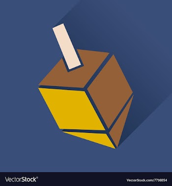 Flat icon with long shadow Chanukah dreidel vector image