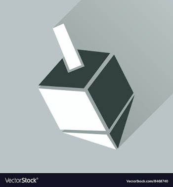 Flat icon with long shadow Chanukah dreidel vector image