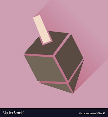 Flat icon with long shadow Chanukah dreidel vector image