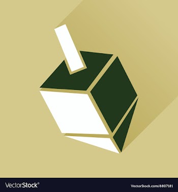 Flat icon with long shadow Chanukah dreidel vector image