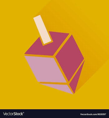 Flat icon with long shadow Chanukah dreidel vector image