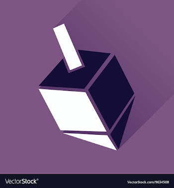 Flat icon with long shadow Chanukah dreidel vector image