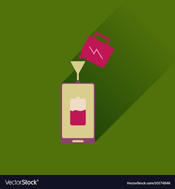 Flat icon with long shadow Charging mobile phone vector image