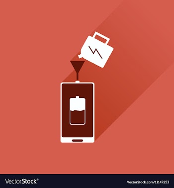 Flat icon with long shadow Charging mobile phone vector image