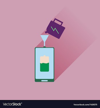 Flat icon with long shadow Charging mobile phone vector image