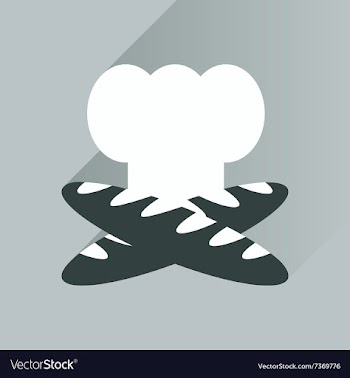 Flat icon with long shadow chef hat and baguettes vector image