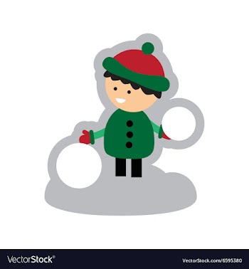 Flat icon with long shadow child playing in snow vector image
