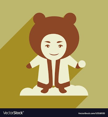 Flat icon with long shadow child playing snow vector image