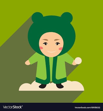 Flat icon with long shadow child playing snow vector image