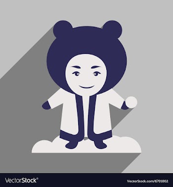 Flat icon with long shadow child playing snow vector image