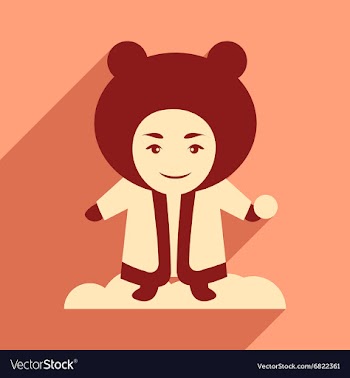 Flat icon with long shadow child playing snow vector image