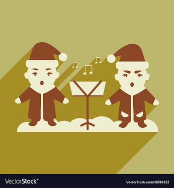 Flat icon with long shadow children sing carols vector image