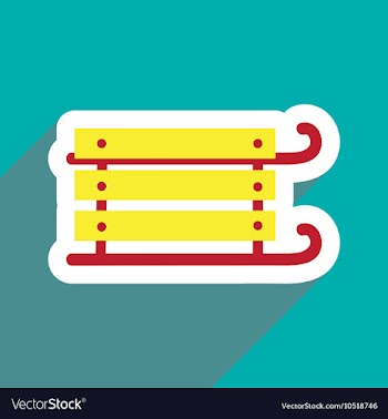 Flat icon with long shadow children sledges vector image