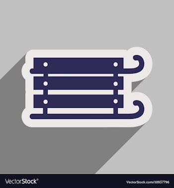Flat icon with long shadow children sledges vector image