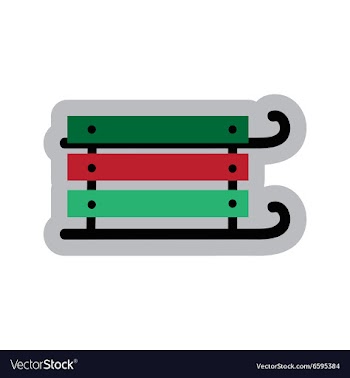 Flat icon with long shadow children sledges vector image