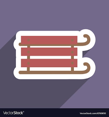 Flat icon with long shadow children sledges vector image