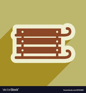 Flat icon with long shadow children sledges vector image