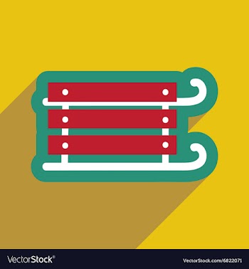 Flat icon with long shadow children sledges vector image