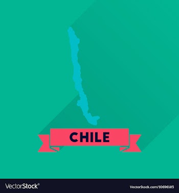 Flat icon with long shadow Chile map vector image