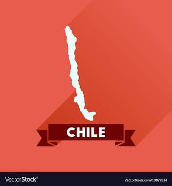 Flat icon with long shadow Chile map vector image