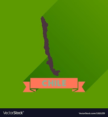 Flat icon with long shadow Chile map vector image