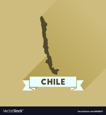 Flat icon with long shadow Chile map vector image