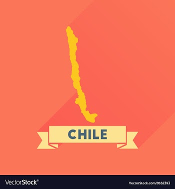 Flat icon with long shadow Chile map vector image