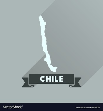 Flat icon with long shadow Chile map vector image