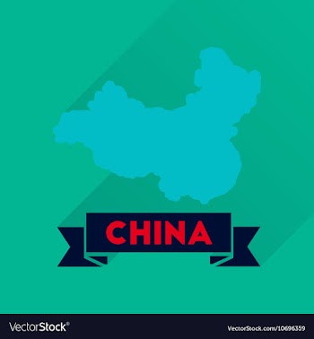 Flat icon with long shadow China card vector image