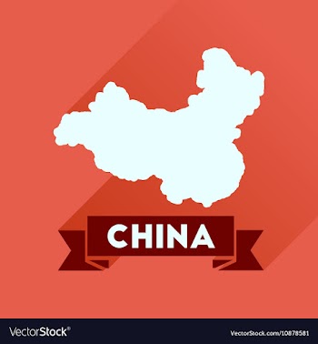 Flat icon with long shadow China card vector image