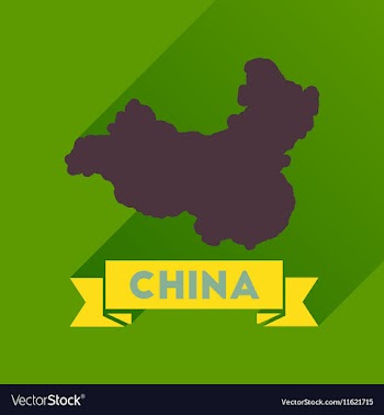 Flat icon with long shadow China card vector image
