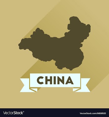 Flat icon with long shadow China card vector image