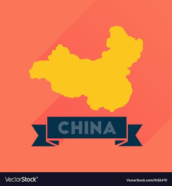 Flat icon with long shadow China card vector image