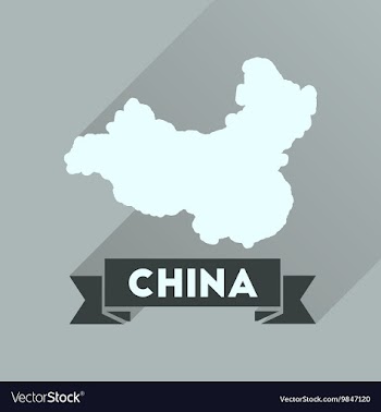 Flat icon with long shadow China card vector image