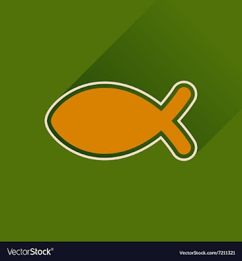 Flat icon with long shadow Christian fish vector image