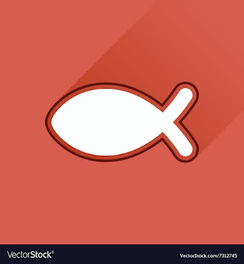 Flat icon with long shadow Christian fish vector image