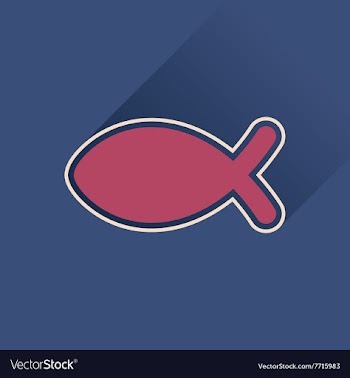 Flat icon with long shadow Christian fish vector image