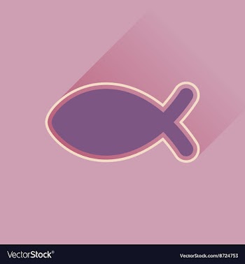 Flat icon with long shadow Christian fish vector image