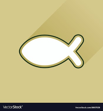 Flat icon with long shadow Christian fish vector image