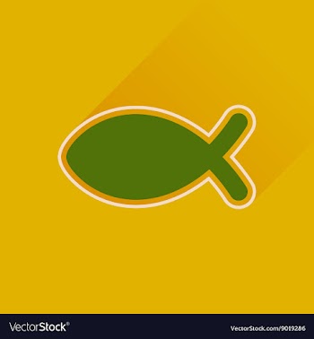 Flat icon with long shadow Christian fish vector image