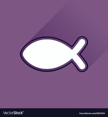 Flat icon with long shadow Christian fish vector image