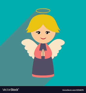 Flat icon with long shadow Christmas angel vector image