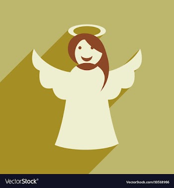 Flat icon with long shadow Christmas angel vector image