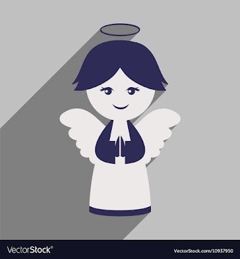 Flat icon with long shadow Christmas angel vector image