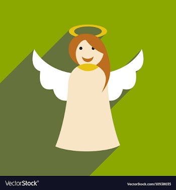 Flat icon with long shadow Christmas angel vector image